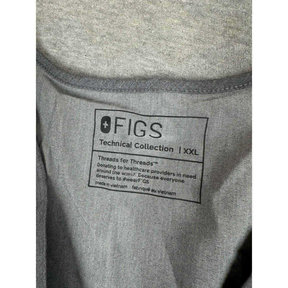 Figs Womens 2XL Scrub Top Gray Technical Collection‎ 2 Pocket FW1100